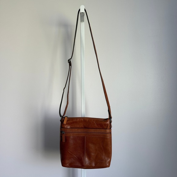 Jack Georges Leather Crossbody Bag Brown Multi‎ Pocket Shoulder Bag Purse